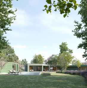 Render del progetto strutturale seguito dallo studio ORIGINE Ingegneria per una villa a Padova